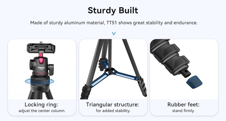 Ulanzi TT51 Aluminium Tripod for Phone & Camera thumbnail 2