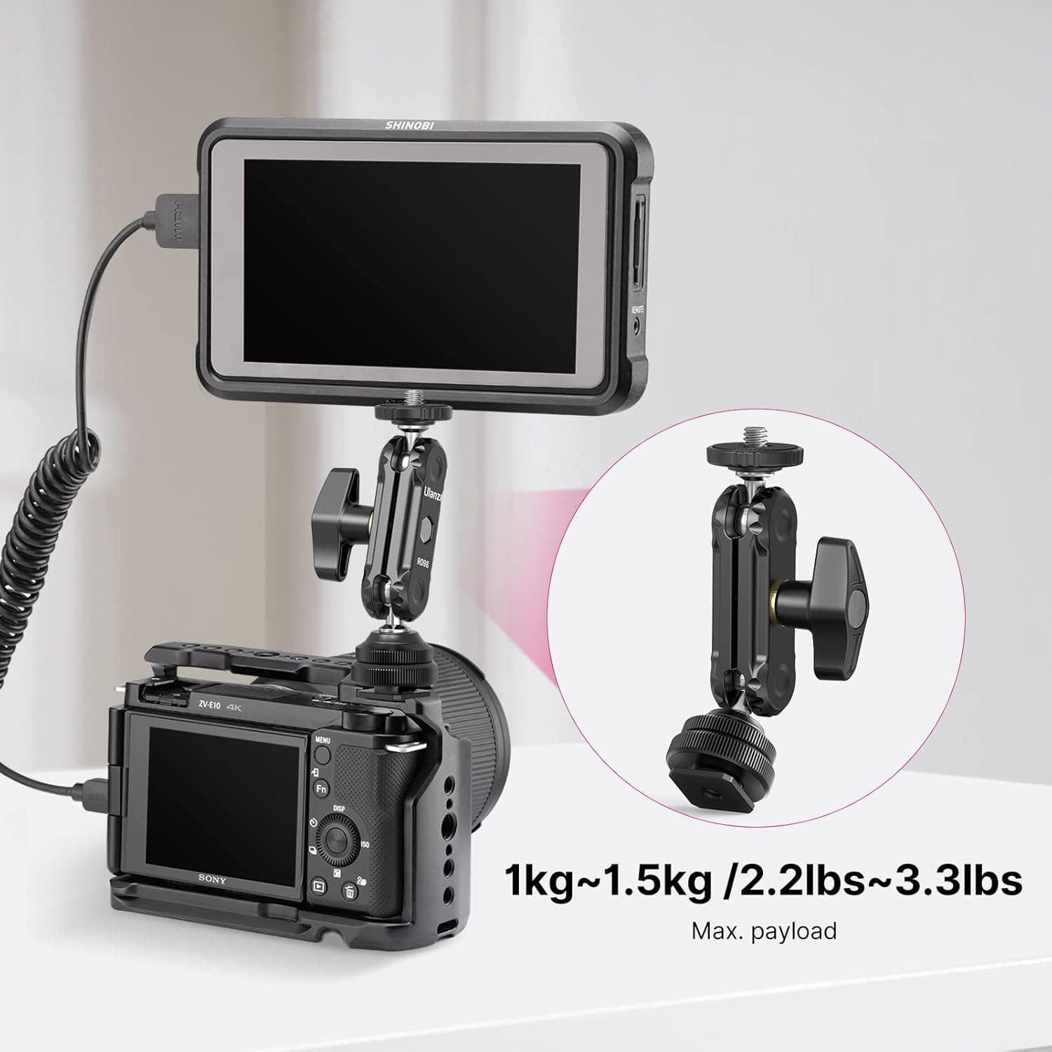 Ulanzi R098 Cold Shoe Mount 360° Dual Ballhead Swivel Bracket thumbnail 2