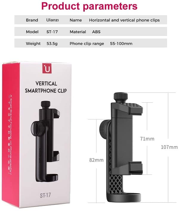 Ulanzi ST-17 Phone Holder Clamp 360° with Cold Shoe thumbnail 5