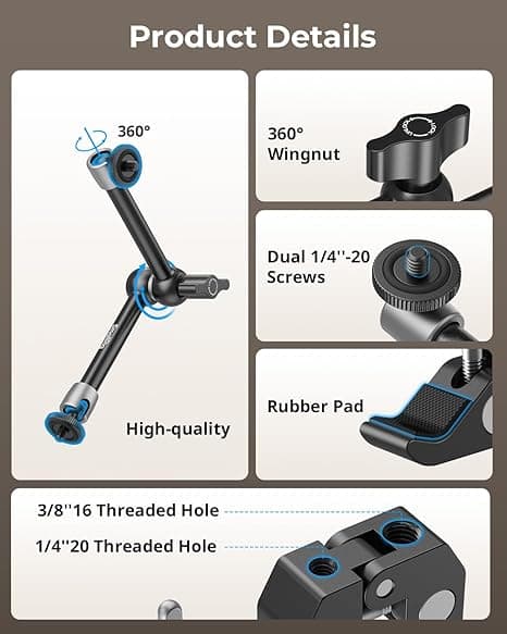 SmallRig 2732 Magic Arm Clamp 9.8” with Super Clamp & Articulating Arm thumbnail 3