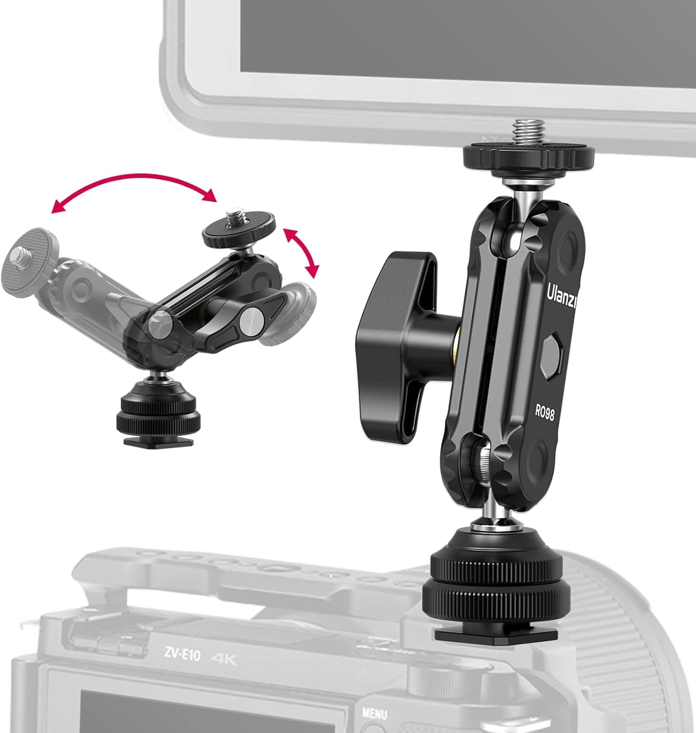 Ulanzi R098 Cold Shoe Mount 360° Dual Ballhead Swivel Bracket thumbnail 3