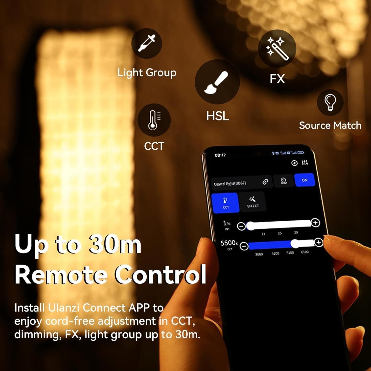 Ulanzi VL-200Bi 200W Bi-Color COB Light + APP Control for Professional Studios thumbnail 4