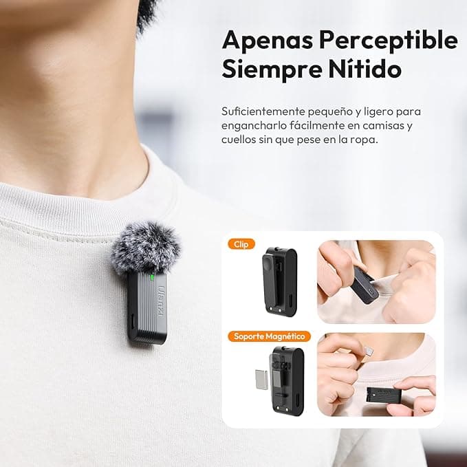 Ulanzi A100 Wireless Microphone – Clear Sound & Compact thumbnail 4