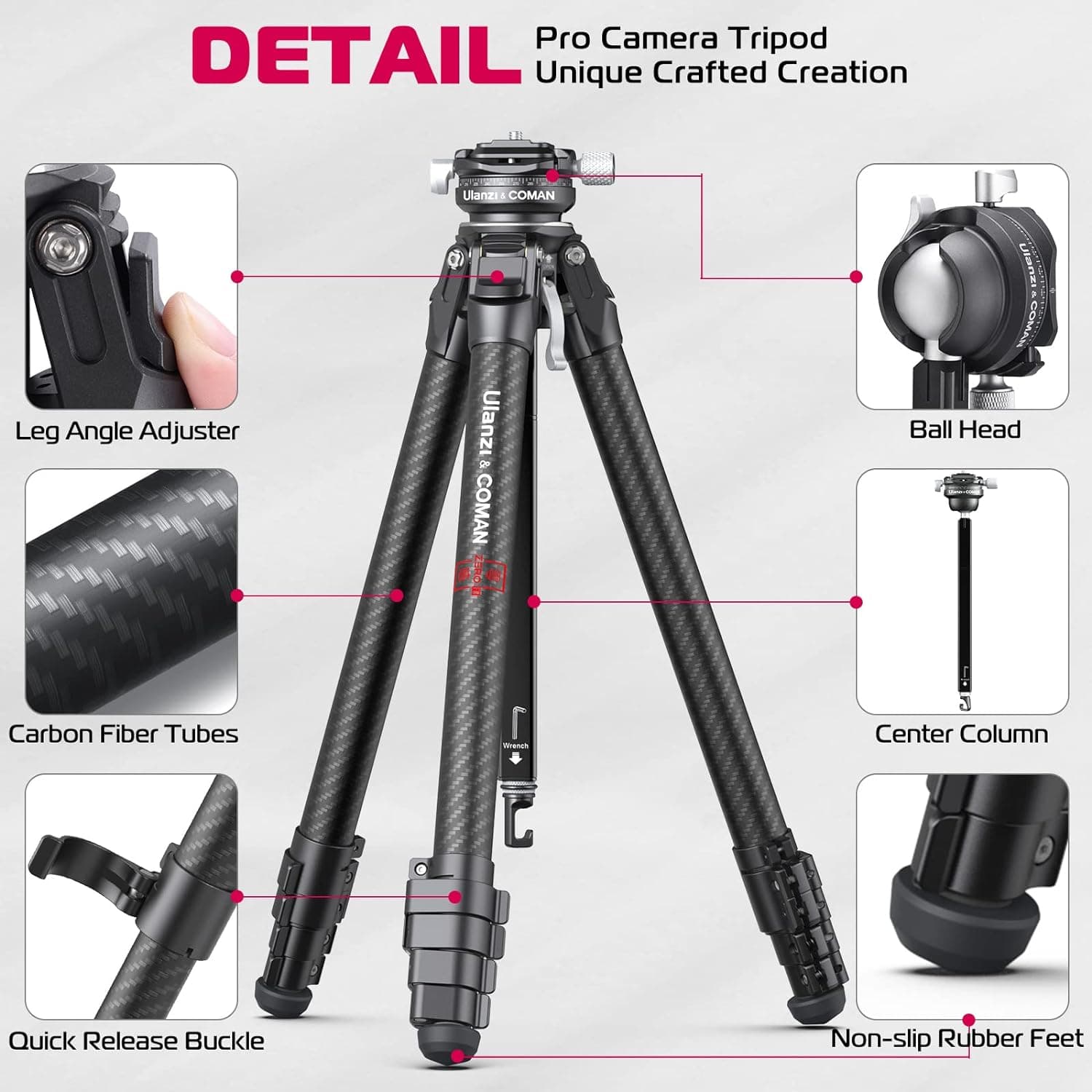 Ulanzi Zero-Y Carbon Fiber Travel Tripod with Arca-Swiss Ball Head thumbnail 5