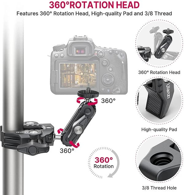 Ulanzi R094 Super Clamp Camera Mount 360° Ball Head Magic Arm thumbnail 3