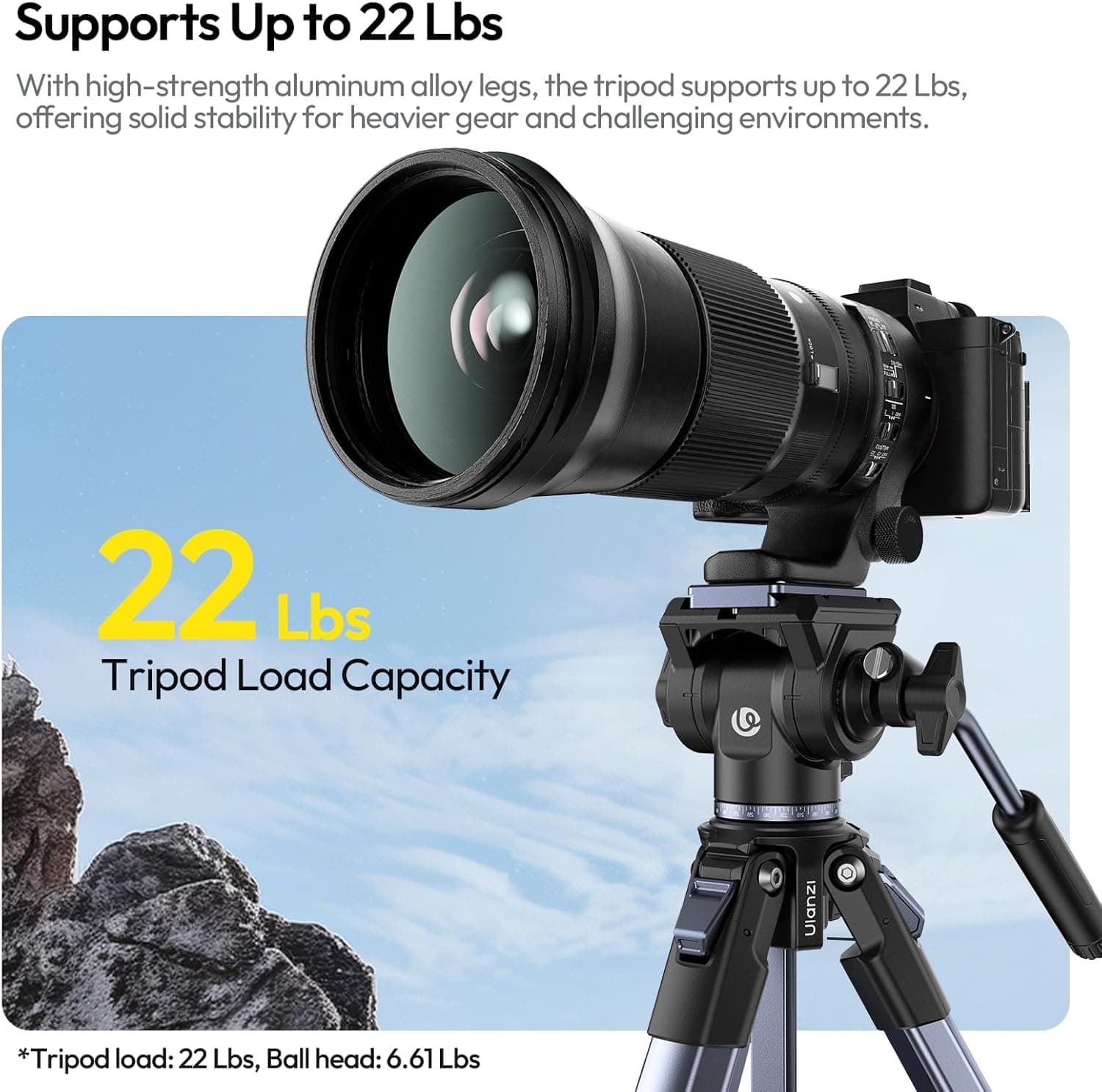 Ulanzi Ombra Video 2 Travel Tripod with Panoramic Ball Head – 1.56m Height, 10kg Load thumbnail 3