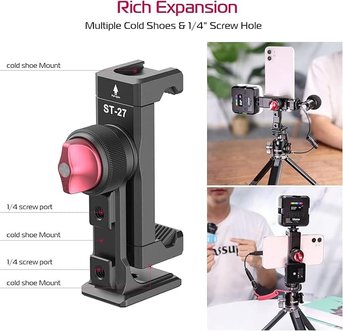 Ulanzi ST27 Metal Phone Tripod Mount with 360° Rotating Phone Holder thumbnail 4