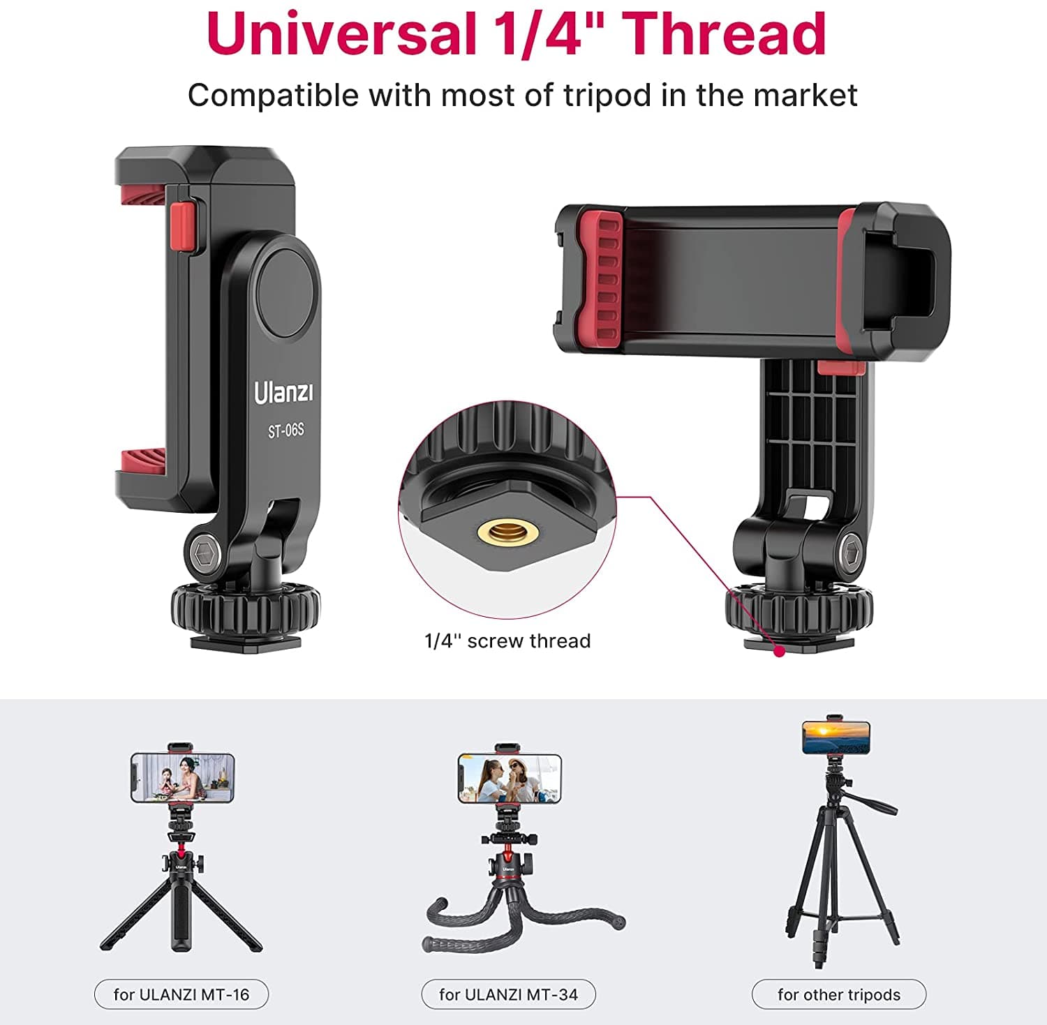 Ulanzi ST06S Phone Tripod Mount Universal Smartphone Holder thumbnail 6