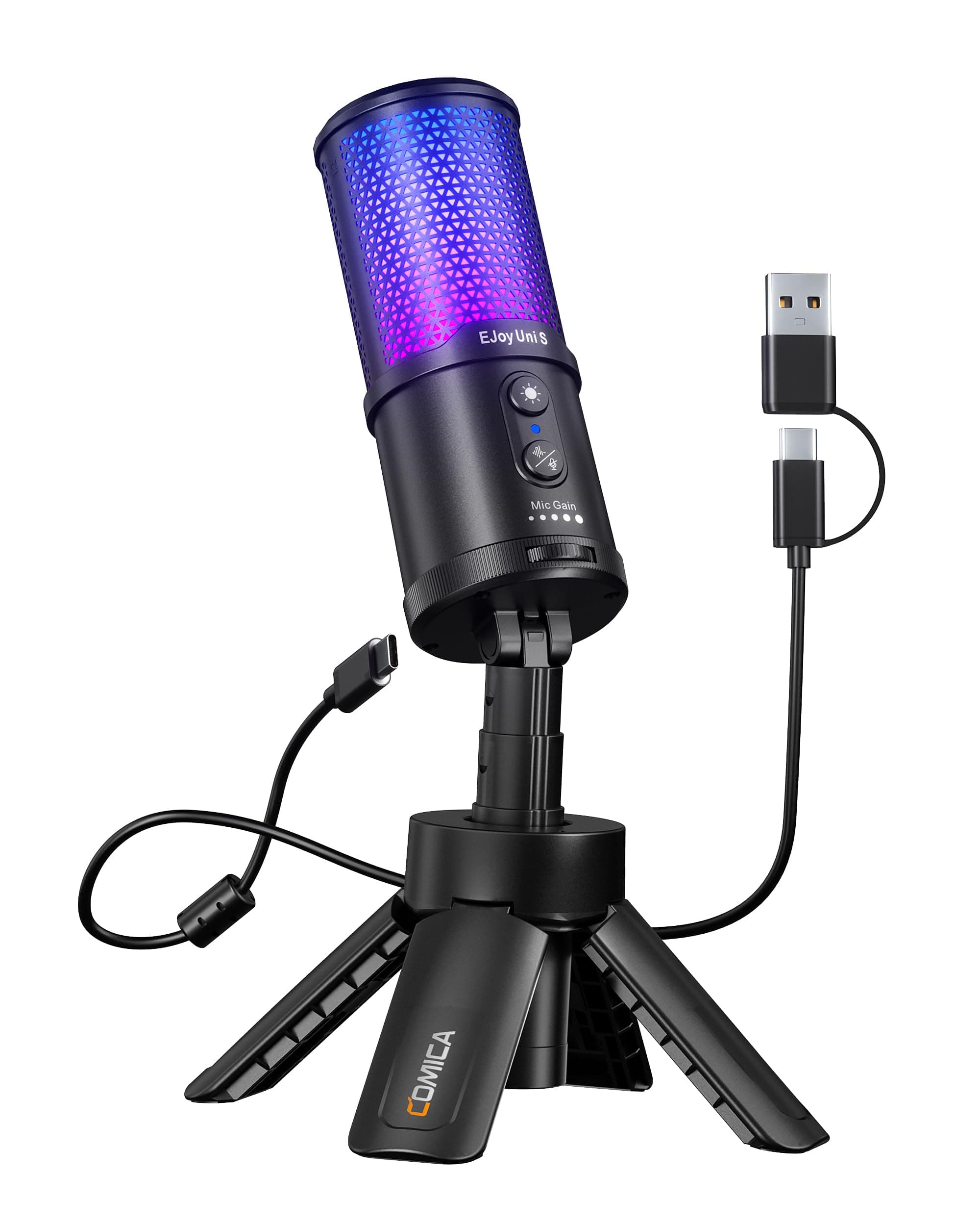 COMICA EJoy UNI S USB Microphone with RGB for PC , Gaming & Streaming