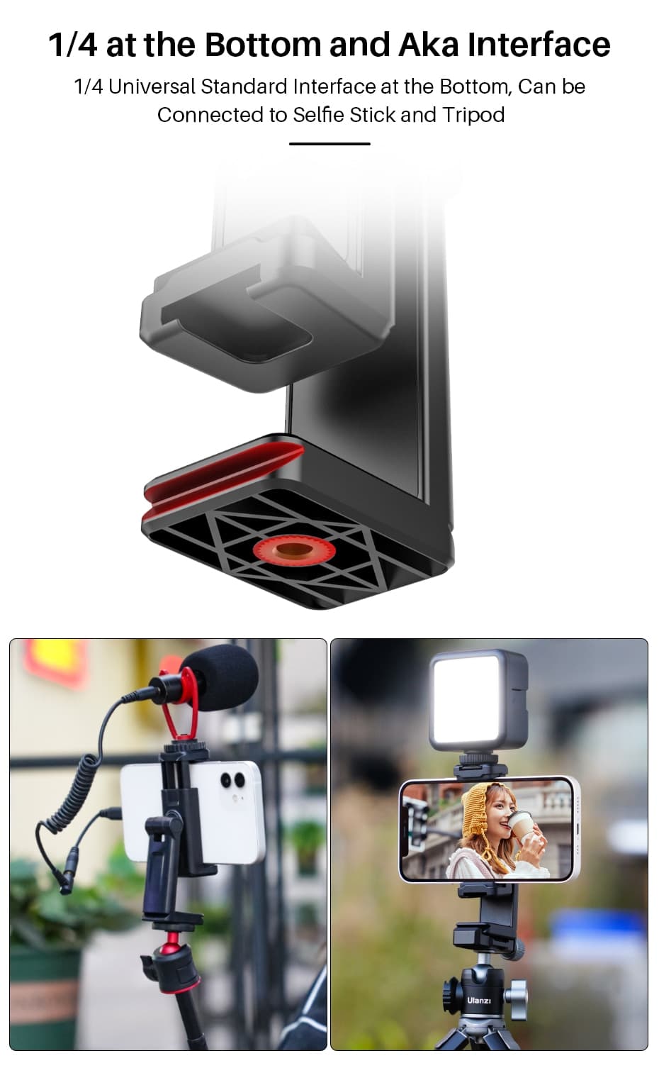 Ulanzi ST22 Phone Tripod Adapter Mount with Dual Cold Shoe thumbnail 4
