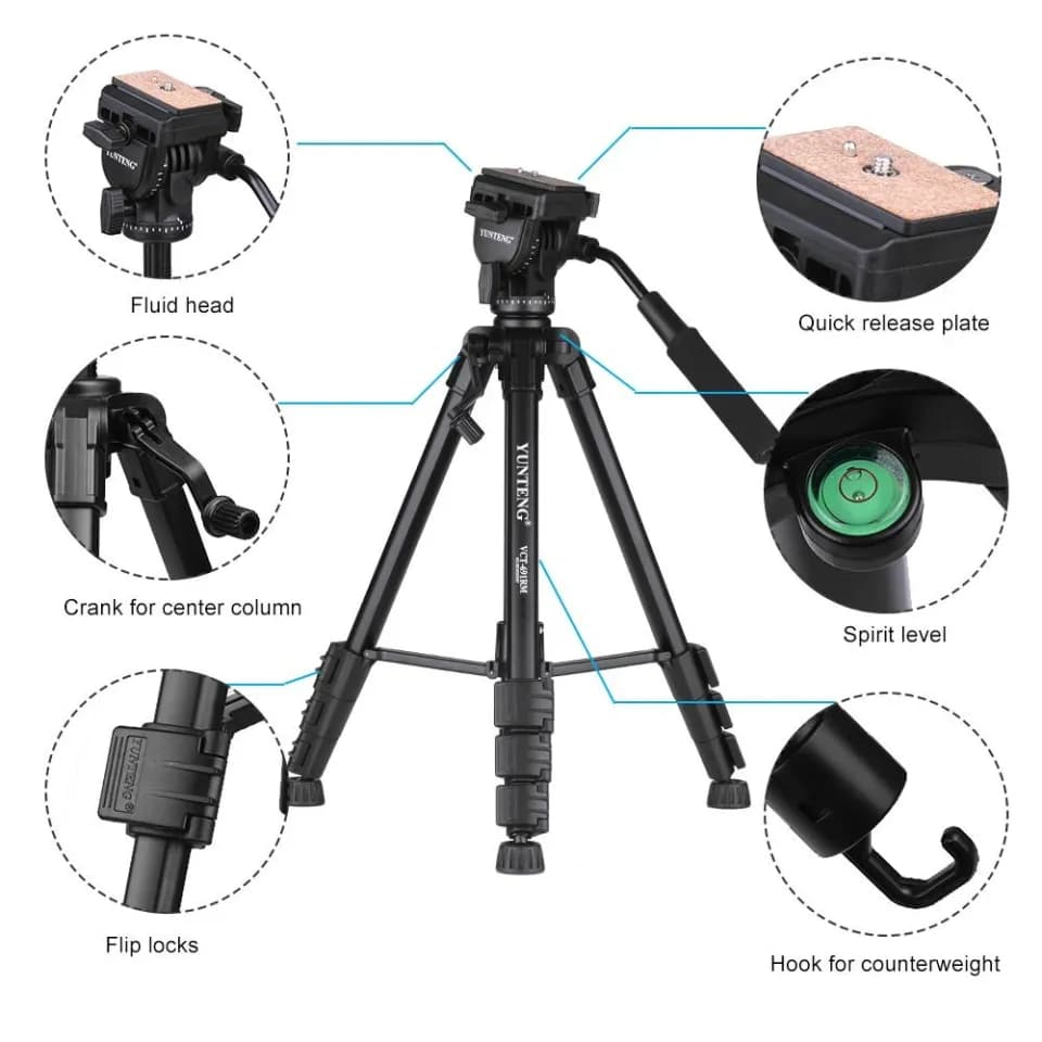 Yunteng VCT-691 Camera Tripod – Stable & Lightweight Stand thumbnail 5
