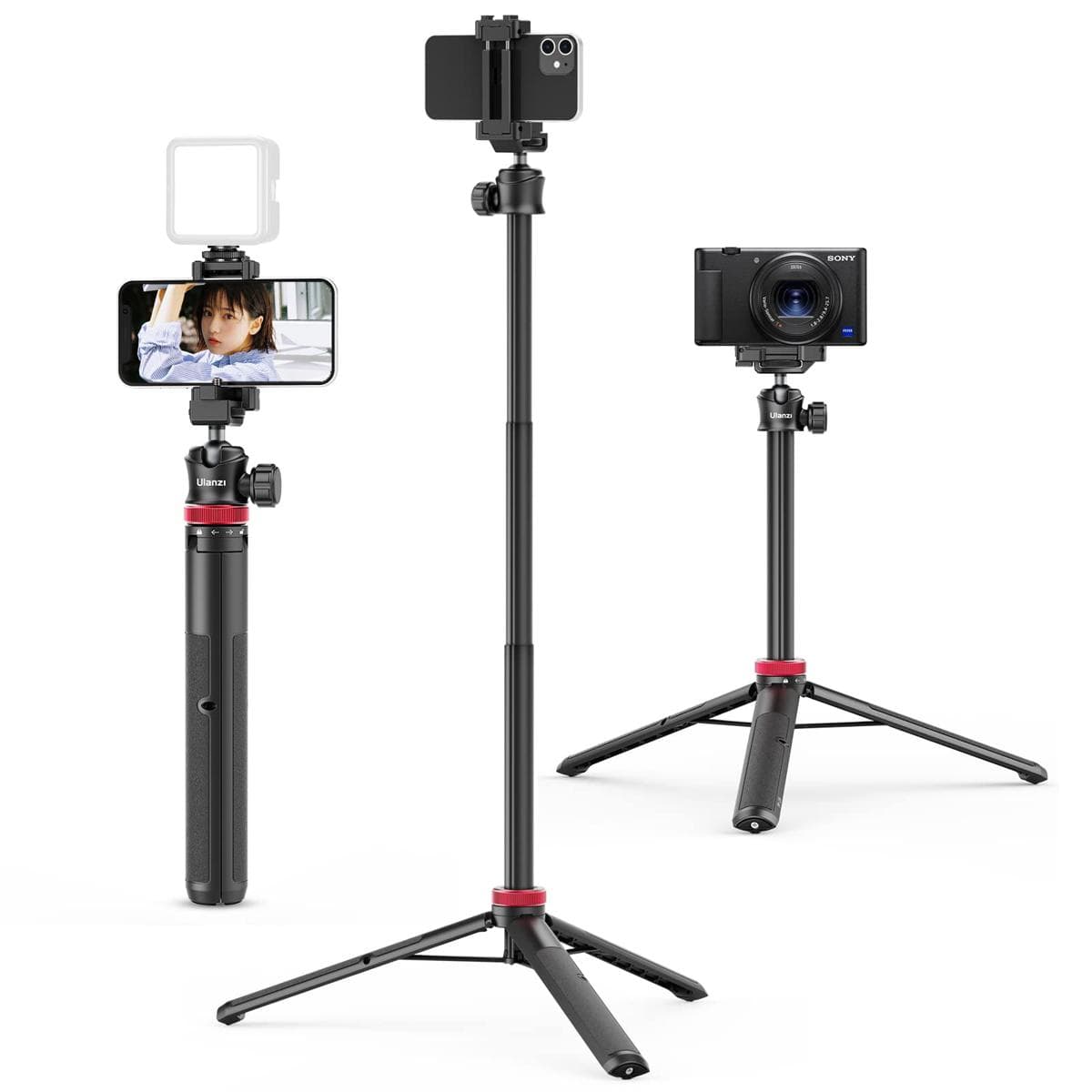 Ulanzi MT-44 Extendable Phone Tripod 59” Selfie Stick Vlog Stand