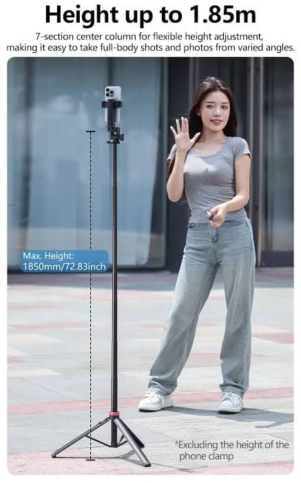 Ulanzi MT78 Extendable Phone Tripod – 72.83” Tall, 360° Ball Head, Cold Shoe for Smartphone & Camera thumbnail 4