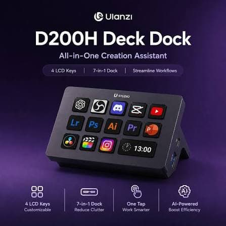 ULANZI D200H 7-in-1 Stream Controller & Hub | LCD Macro Keyboard thumbnail 2