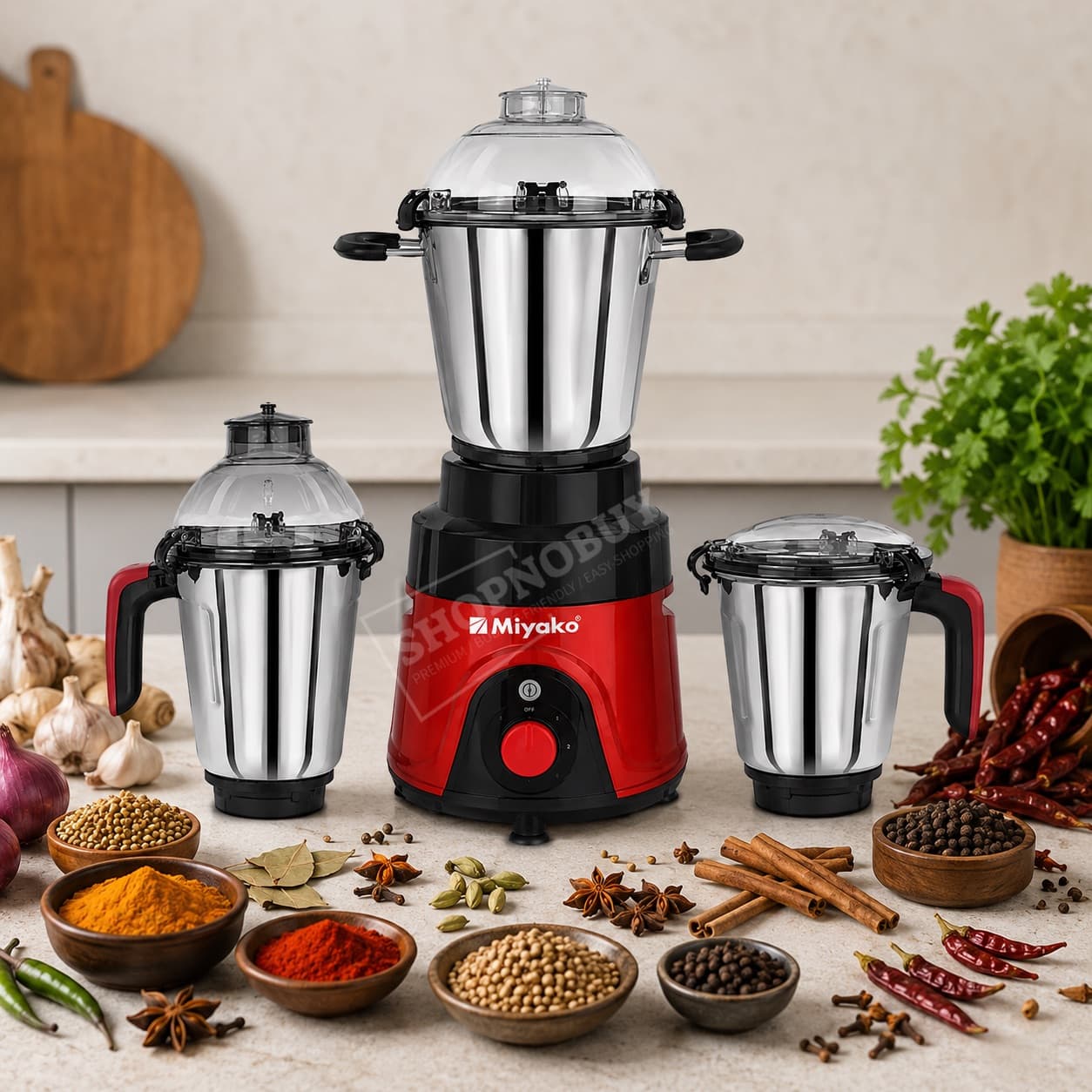 Miyako Scarlet Mixer Grinder 2200W – Heavy Duty Power thumbnail 3