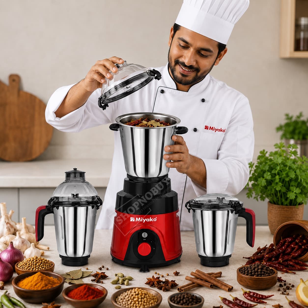 Miyako Scarlet Mixer Grinder 2200W – Heavy Duty Power thumbnail 2